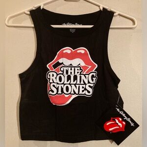 The Rolling Stones Black and Red Crop Top